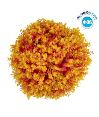 GloboStar® 78515 Artificial - Συνθετικό Τεχνητό Διακοσμητικό Φυτό Θάμνος Πυξάρι Πορτοκαλί - Κίτρινο Φ36cm